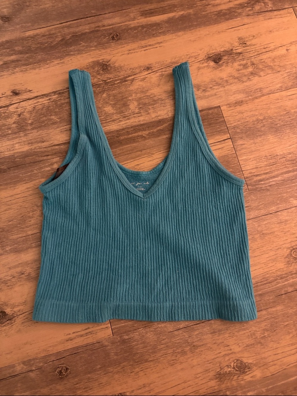 Urban Outfitters Teal Ribbed V-Neck Tank